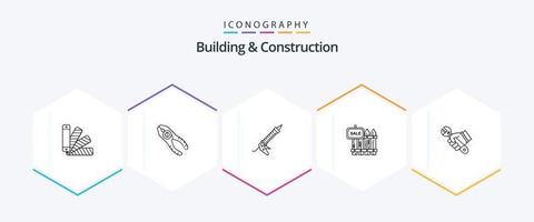 gebouw en bouw 25 lijn icoon pak inclusief uitverkoop. hout. hulpmiddel. schutting. bouw vector