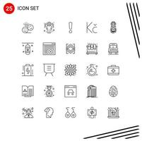 reeks van 25 modern ui pictogrammen symbolen tekens voor spel auto alarm geld kroon bewerkbare vector ontwerp elementen