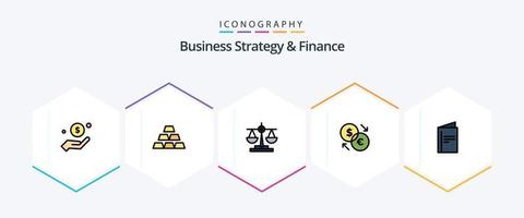 bedrijf strategie en financiën 25 gevulde lijn icoon pak inclusief euro. aandelenbeurs. stapel. munteenheid. schaal vector