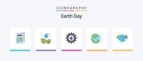 aarde dag vlak 5 icoon pak inclusief wereldbol. therm. ecologie. temperatuur. ecologie. creatief pictogrammen ontwerp vector