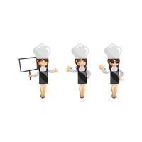 chef-kok vrouw mascotte illustratie vormt set vector