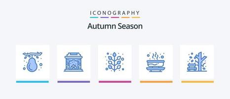 herfst blauw 5 icoon pak inclusief val. val. val. voedsel. heet. creatief pictogrammen ontwerp vector