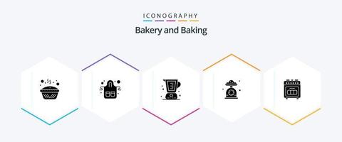 bakken 25 glyph icoon pak inclusief keuken. bakken. keuken. meten. Koken vector