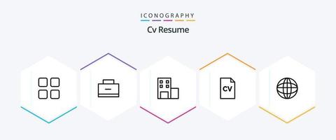 CV hervat 25 lijn icoon pak inclusief hoog school- . CV . school- . school- vector