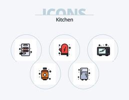 keuken lijn gevulde icoon pak 5 icoon ontwerp. . afval. kastje. afval. geweest vector