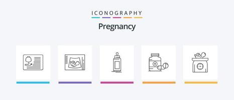 zwangerschap lijn 5 icoon pak inclusief baby. bestelwagen. vloeistof. helpen. vrachtwagen. creatief pictogrammen ontwerp vector