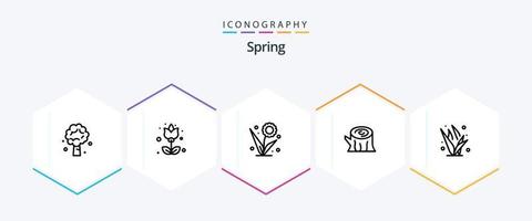 voorjaar 25 lijn icoon pak inclusief de lente. hout. bloem. logboek. natuur vector