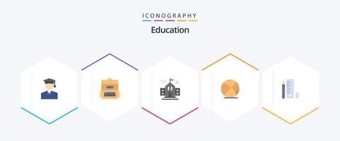 onderwijs 25 vlak icoon pak inclusief . potlood. onderwijs. pen. onderwijs vector