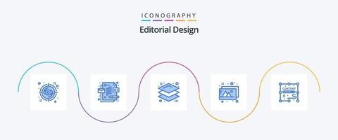 redactioneel ontwerp blauw 5 icoon pak inclusief ontwerp. documenten. ontwerp. inhoud. afbeeldingen vector