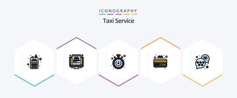 taxi onderhoud 25 gevulde lijn icoon pak inclusief . rang. stopwatch. premie. kaart vector