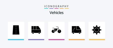 voertuigen glyph 5 icoon pak inclusief . voertuig configuratie. passagier bestelwagen. voertuigen. voertuigen. creatief pictogrammen ontwerp vector