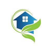 natuurvriendelijk huis een groen eco huis met een blad voor logo ontwerp illustratie Aan wit achtergrond vector
