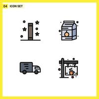 mobiel koppel gevulde lijn vlak kleur reeks van 4 pictogrammen van halloween levering magisch drinken vervoer bewerkbare vector ontwerp elementen