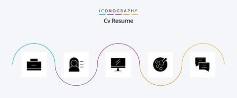 CV hervat glyph 5 icoon pak inclusief . onderwijs . missen. tekening . school- vector