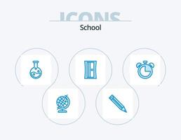 school- blauw icoon pak 5 icoon ontwerp. . tijdopnemer. laboratorium. onderwijs. alarm vector