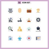 universeel icoon symbolen groep van 16 modern vlak kleuren van ontgrendelen slot scannen sleutel uitrusting bewerkbare pak van creatief vector ontwerp elementen