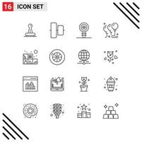 16 gebruiker koppel schets pak van modern tekens en symbolen van viering ballonnen centrum molecuul chemie bewerkbare vector ontwerp elementen