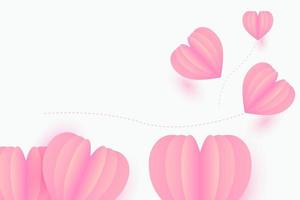 roze hart Aan wit papier abstract achtergrond met lucht en lijn ontwerp voor valentijnsdag dag festival, moeders dag, poster hart, spandoeken, geschenk kaart. vector illustratie. papier kunst stijl.