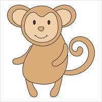 vector cartoon aap. afrikaans dier. grappige vriendelijke aap. grappig schattig schattig klein Afrikaans dier voor modedruk, kinderkleding, kinderdagverblijf, poster, uitnodiging, wenskaartontwerp