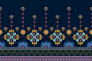 ikat pixel paisley etnisch naadloos patroon decoratie ontwerp. aztec kleding stof tapijt boho mandala's textiel behang. tribal inheems motief ornamenten Afrikaanse Amerikaans volk traditioneel borduurwerk vector