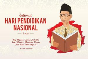 selamat hari pendidikan nasional 2 Mei, vertaling mei 2, gelukkig nationaal onderwijs dag van Indonesië vector