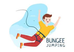 bungee jumping illustratie met een persoon vervelend een elastisch touw vallend jumping van een hoogte in vlak tekenfilm extreem sport- vector sjabloon