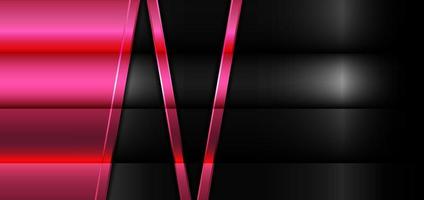 banner websjabloon geometrische roze gloed glanzende metalen lagen op zwarte metalen achtergrond. vector