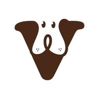 eerste v schattig hond logo vector