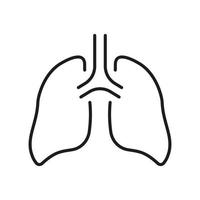 menselijk long lijn icoon. bronchiën en luchtpijp adem systeem pictogram. gezond bronchiale ademhalings orgaan schets icoon. longontsteking ademhaling ziekte. bewerkbare hartinfarct. geïsoleerd vector illustratie.
