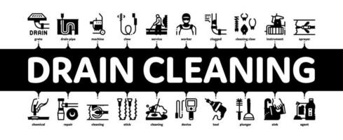 afvoer schoonmaak onderhoud minimaal infographic banier vector