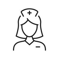 dokter vrouw lijn icoon. ziekenhuis vrouw personeel lineair pictogram. vrouw medisch specialist schets icoon. gezondheidszorg arts professioneel. dame verpleegster. bewerkbare hartinfarct. geïsoleerd vector illustratie.