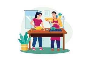 Koken en keuken illustratie concept. een vlak illustratie geïsoleerd Aan wit achtergrond vector