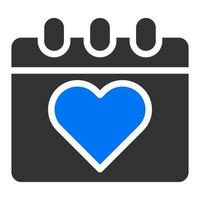 kalender solide blauw grijs Valentijn illustratie vector en logo icoon nieuw jaar icoon perfect.