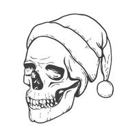 hand- getrokken de kerstman claus schedel. lijn kunst tekening vector