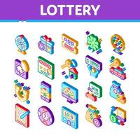 loterij het gokken spel isometrische pictogrammen reeks vector