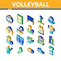 volleybal sport spel isometrische pictogrammen reeks vector