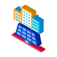 het verstrekken van zonne- panelen voor woon- gebouwen isometrische icoon vector illustratie