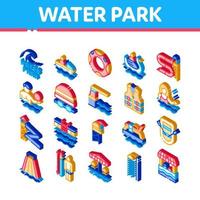 water park attractie isometrische pictogrammen reeks vector