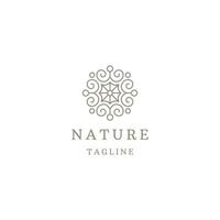 natuur blad bloem met lijn kunst stijl logo ontwerp sjabloon vlak vector