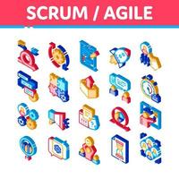 scrum behendig isometrische pictogrammen reeks vector