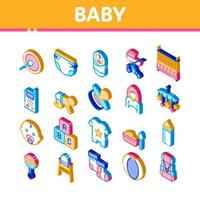 baby kleren en gereedschap isometrische pictogrammen reeks vector