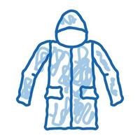 waterbestendig materiaal jasje anorak tekening icoon hand- getrokken illustratie vector