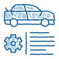 auto voorzien zijn van uitrusting tekening icoon hand- getrokken illustratie vector