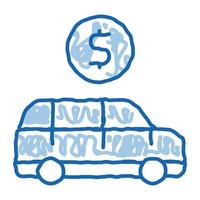 auto dollar munt tekening icoon hand- getrokken illustratie vector