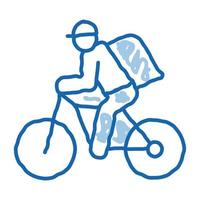 koerier levering door fiets tekening icoon hand- getrokken illustratie vector