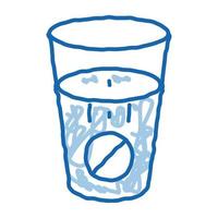 glas van water voor nemen pillen supplementen tekening icoon hand- getrokken illustratie vector