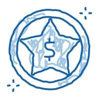 dollar ster bonus tekening icoon hand- getrokken illustratie vector