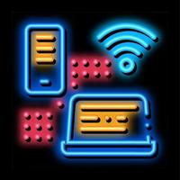 Wifi netwerk verspreidt neon gloed icoon illustratie vector