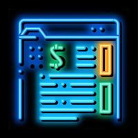 geld map documenten neon gloed icoon illustratie vector