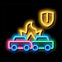 auto ongeluk Botsing verzekering neon gloed icoon illustratie vector